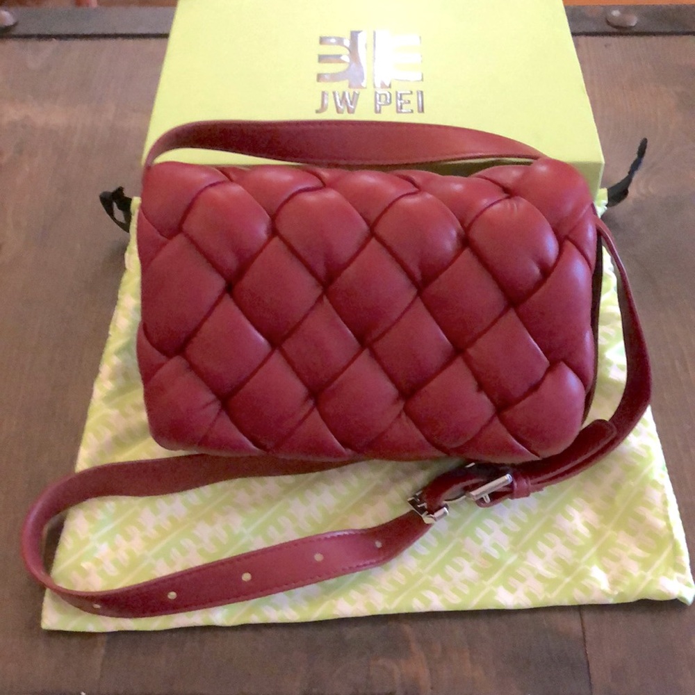 JW Pei burgundy vegan crossbody.